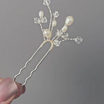 Freshwater Pearls Crystal Bridal Hair pin Silver Wedding Wedding Accessory - Cassandra Lynne