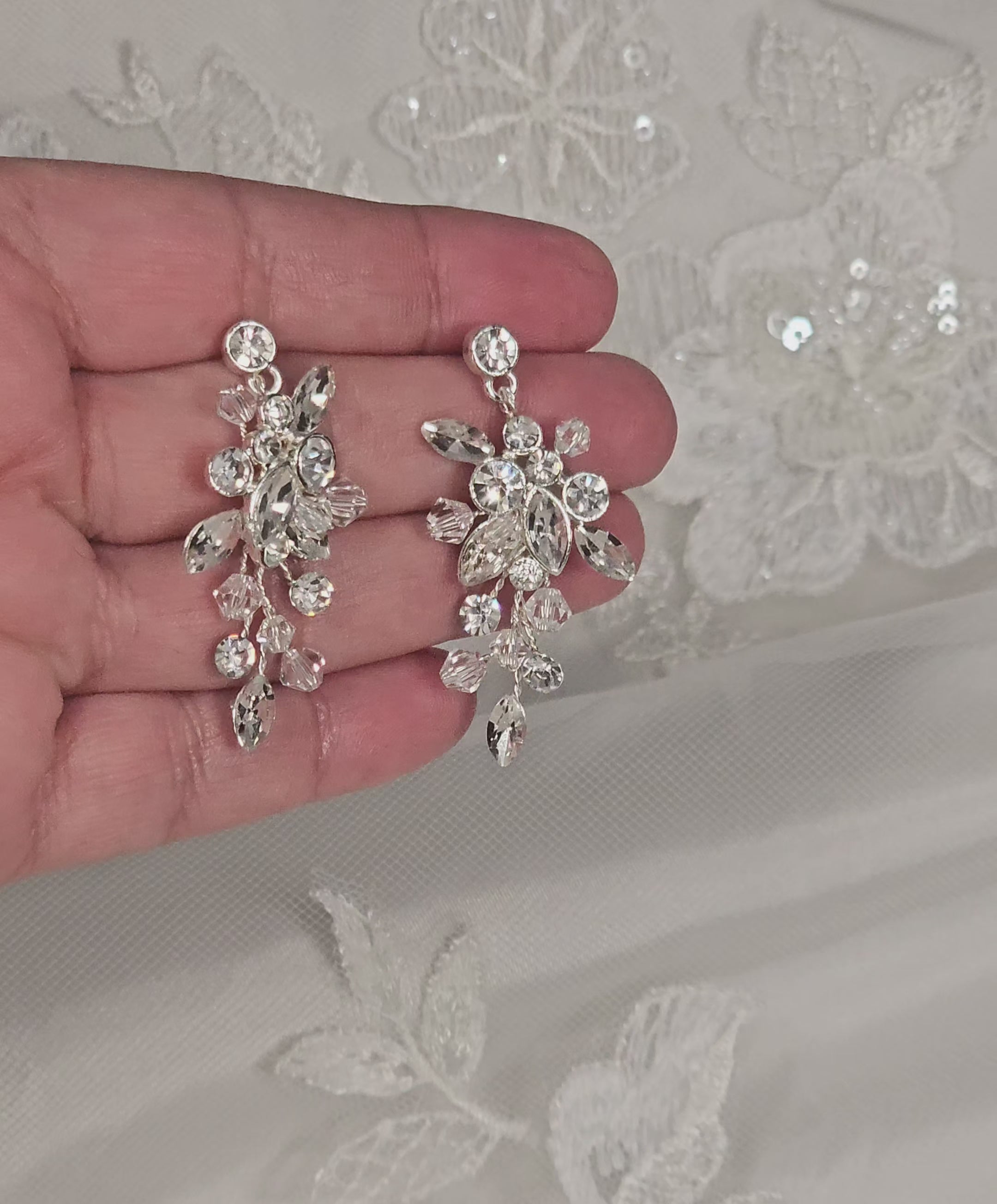 Silver or Gold handmade earrings with crystal beads and crystal stones
