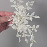 Lace Wedding HEadpiece with Pearls Sequins Bridal Vintage - Cassandra Lynne