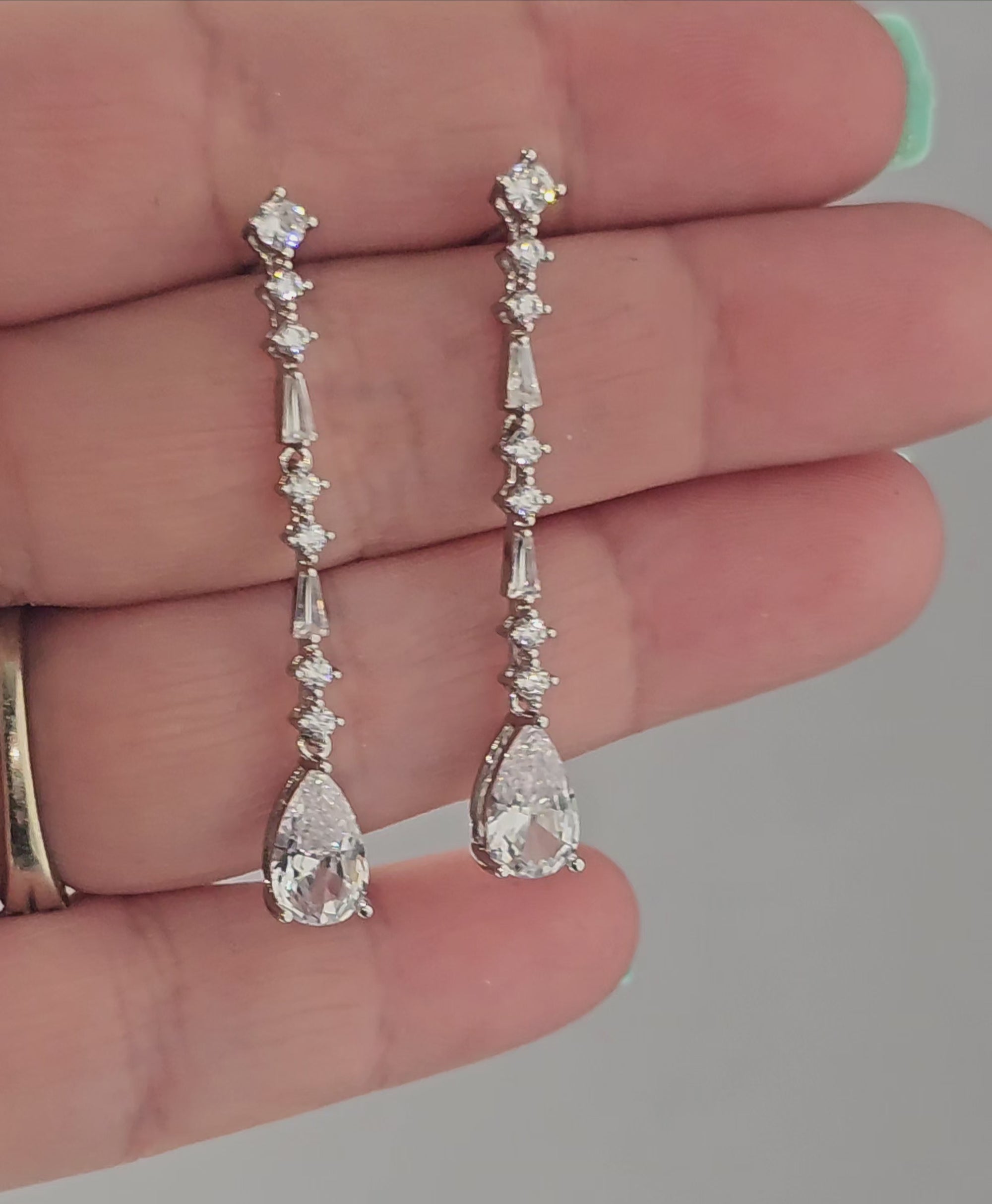 Delicate Dangle CZ Earrings with Baguette Accents Cassandra Lynne