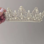Full Circle Wedding Crown with Teardrop Pearls- Cassandra Lynne
