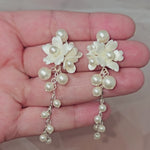 Flower cluster earrings in silver and ivory for the bride - Cassandra Lynne