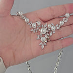 Glam Wedding Jewelry Set CZ Silver Pearls - Cassandra Lynne