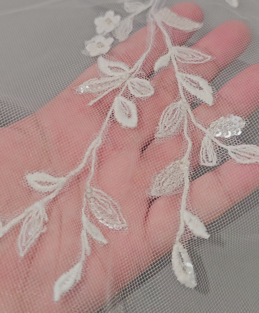 Sequined Vines at Comb Bridal Veil