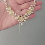 Gold or Dilver Metal Flowers Wedding Necklace and Earrings - Cassandra Lynne