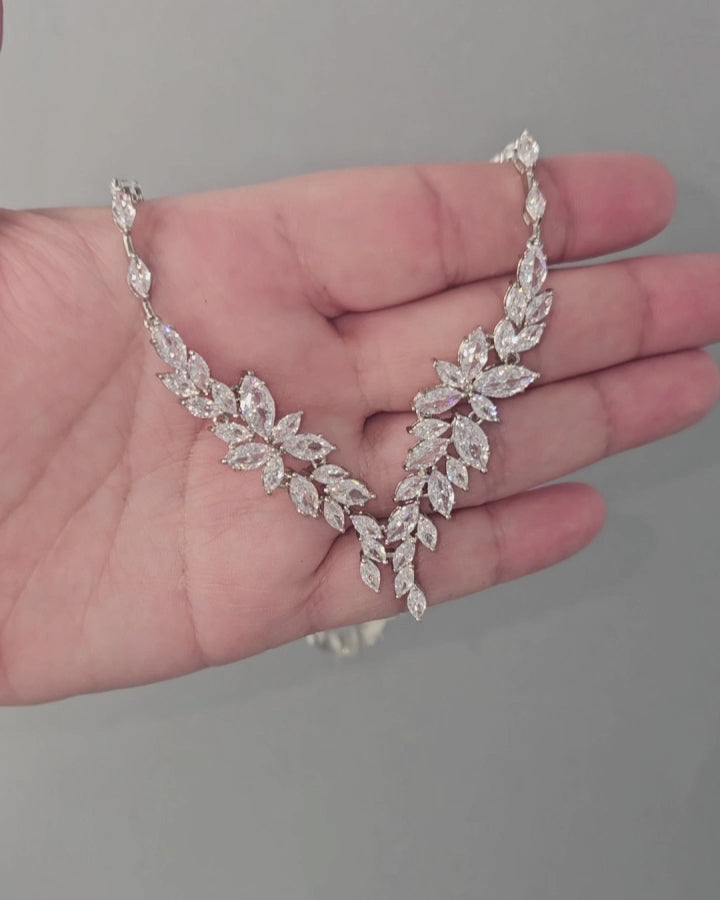 Intricate Silver or Gold Leaf necklace Set for the Bride - Cassandra Lynne
