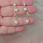 Gold Plated Copper Earrings with Freshwater Cultured Pearls for the bride or bridesmaids from Cassandra Lynne