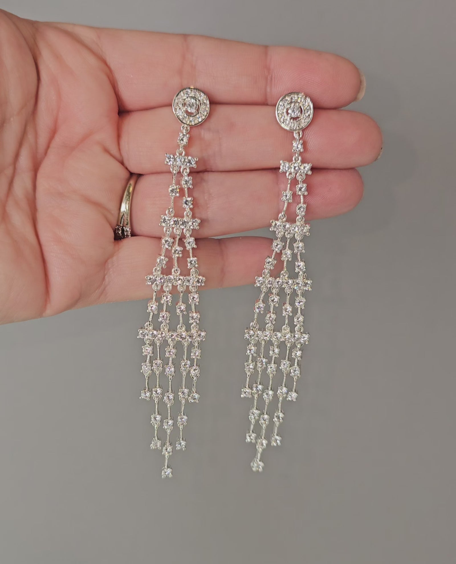 Extra Long Chandelier CZ Earrings