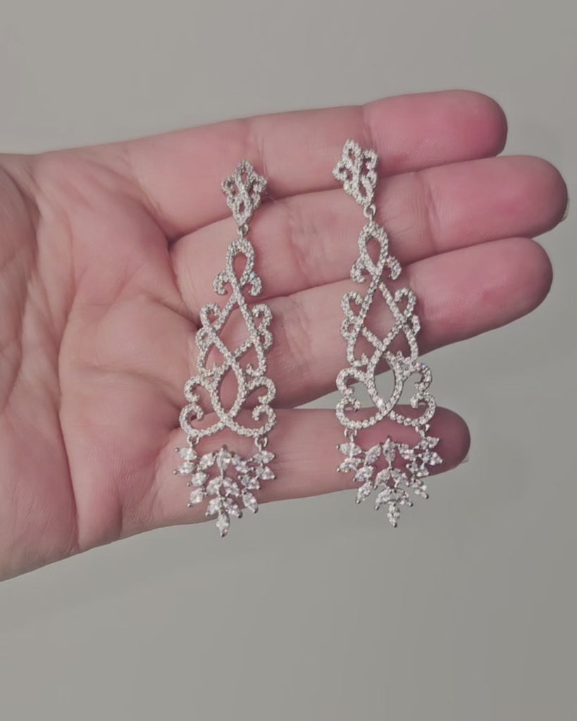 Filigree Earrings for the Bride in Silver - Cassandra Lynne