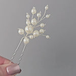 Pearl Wedding hair Pin with Glass Beads Silver or Gold Bridesmaids Wedding Hair Accessories - Cassandra Lynne