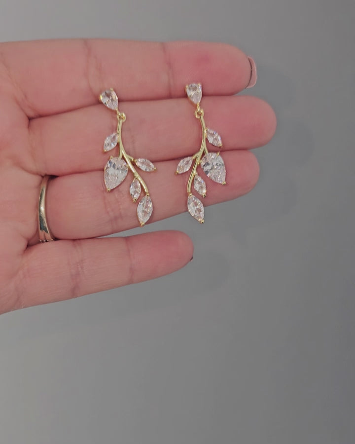CZ Vine Earrings for the bride Fashion Bridal Jewelry - Cassandra Lynne