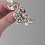 Vintage Style Bride hair Clip Rhinestone Antique Silver Wedding Accessories - Cassandra Lynne