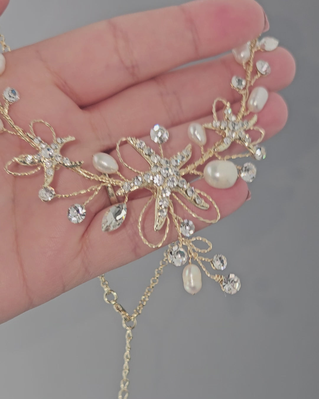 Starfish Wedding Necklace with Pearls
