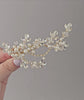 Matte Pearls and Flower Buds Gold Bridal Clip