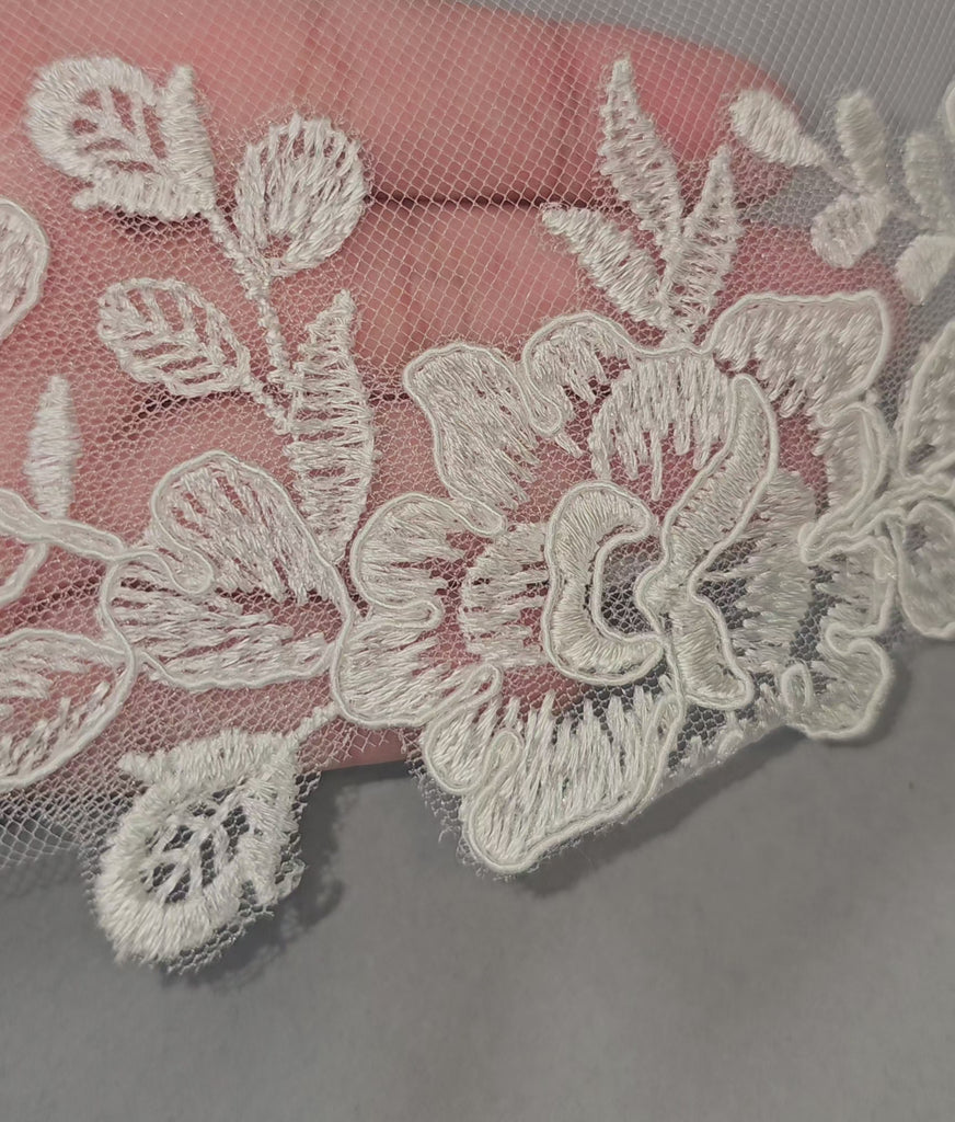 ivory Lace Wedding Veil Cathedral DEtail