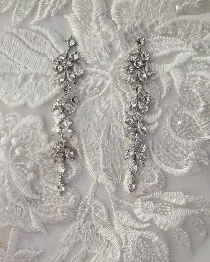 Delicate Multi Shape CZ Dangle Wedding Earrings