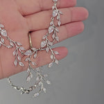 Pear Vine CZ Necklace in Gold Silver or Gold Bridal Fashion Jewelry Prom - Cassandra Lynne