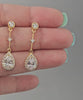 Pave pear drop linked cz earrings bridal