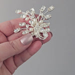 Silver Freshwater Pearl Small Wedding Clip Bride hair Clip Rhinestone Antique Silver Wedding Accessories - Cassandra Lynne