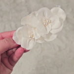 Ivory Bridal Hair Flower with Pearls —Cassandra Lynne