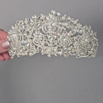 Royal Wedding Tiara with pearls and Pear Cut Stones for the bride Bridal Headpiece Silver- Cassandra Lynne
