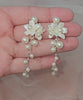 Porcelain Flower Cluster Dangle Pearl Earrings