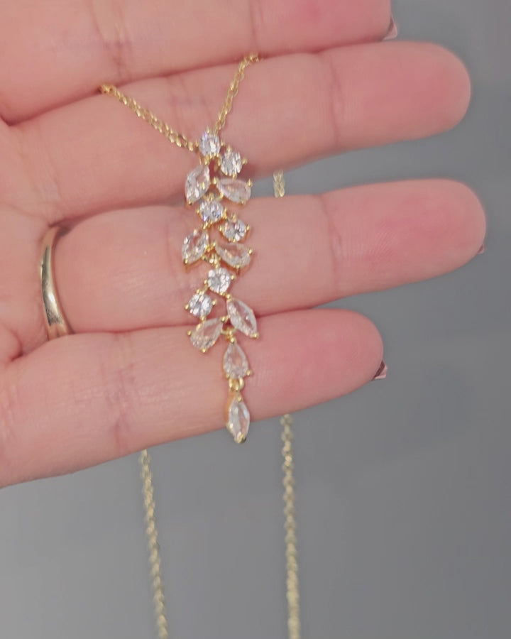 Multi Shape CZ Pendant Necklace Bride Silver Gold Wedding Jewelry - Cassandra Lynne