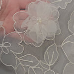 partial Lace ivory cathedral wedding veil with Pearls - Cassandra Lynne