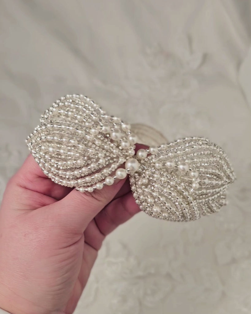 Beaded Wedding Headpiece with Pearls and Jewels