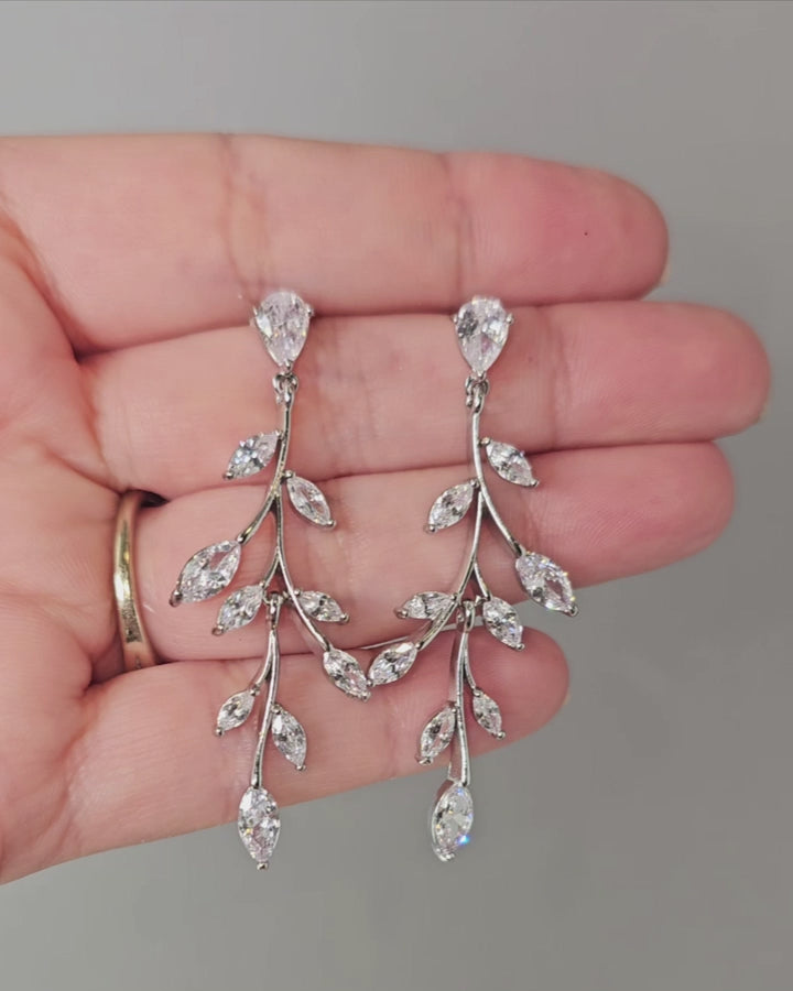 Silver or Gold Wispy Vine Earrings for the Bride Bridal Jewelry- Cassandra Lynne