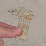 small gold filigree wedding hair comb with crystals