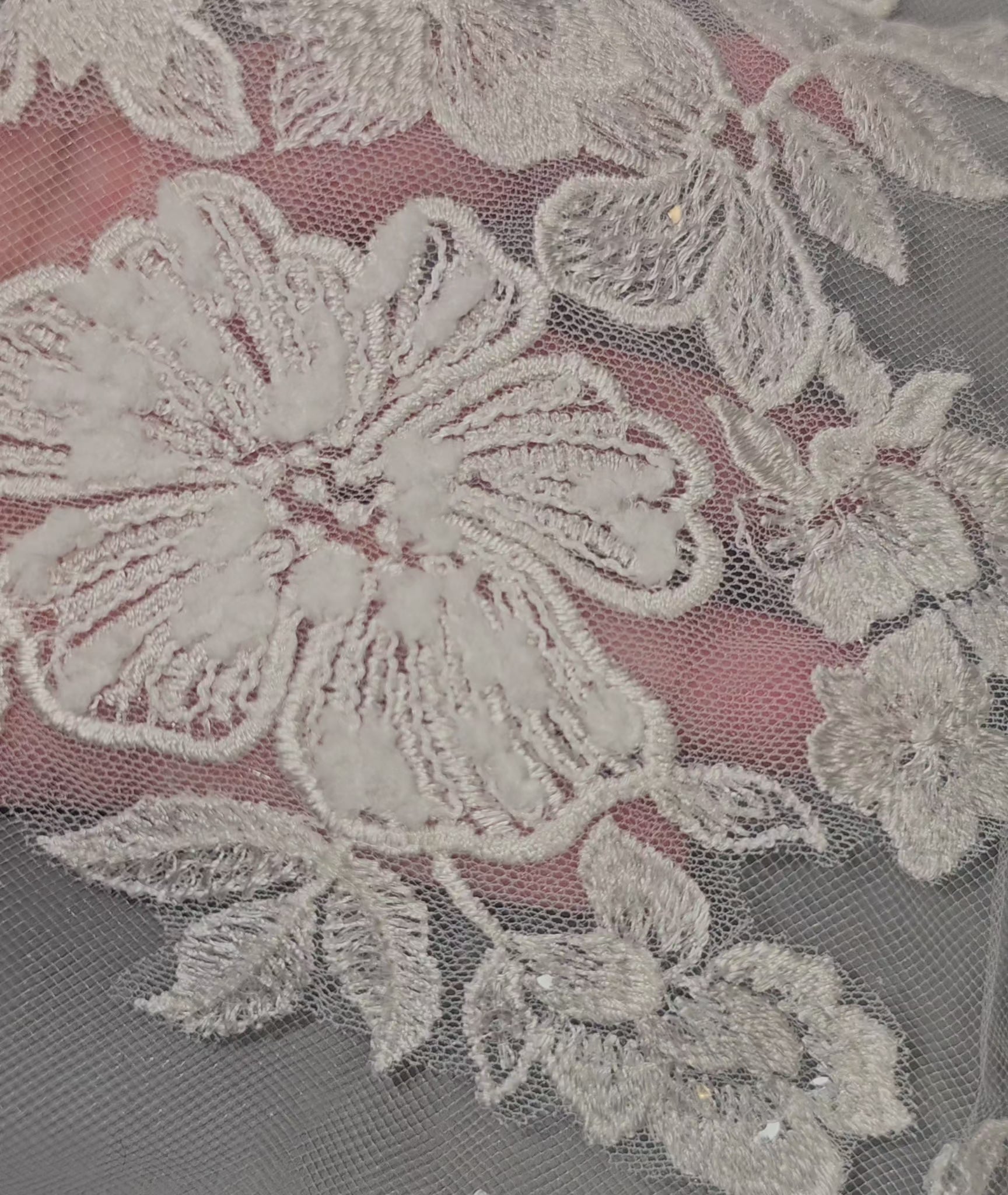 Royal Cathedral Veil with Ivory Lace and Sequins Detail