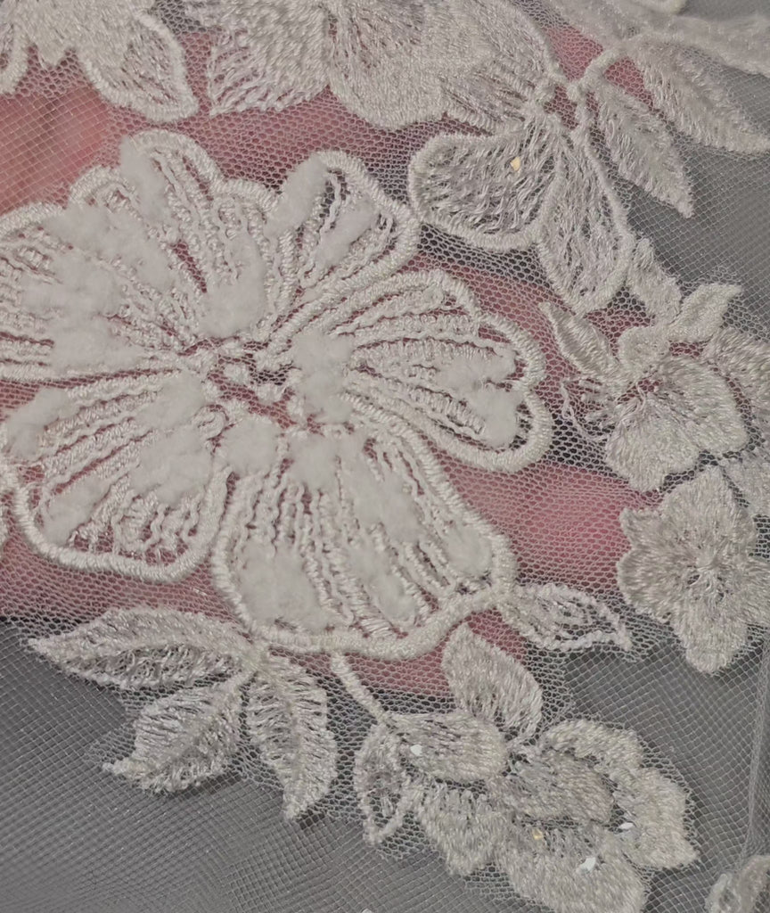Royal Cathedral Veil with Ivory Lace and Sequins Detail