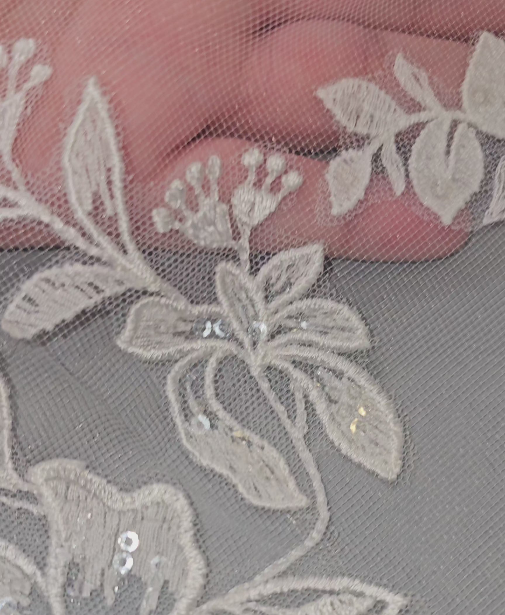 Cathedral Veil With Beaded Leaves Detail