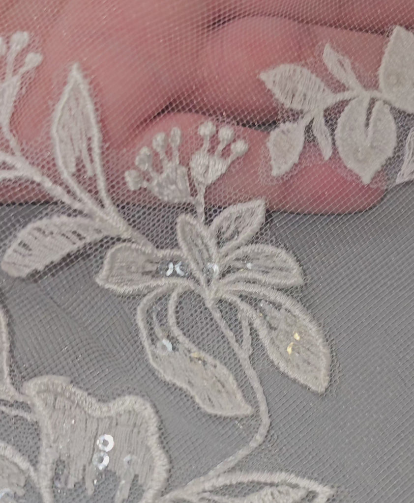 Cathedral Veil With Beaded Leaves Detail