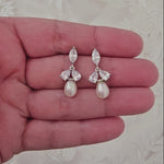 Cultured Pearl Drop Earrings and CZ Jewels - Cassandra Lynne
