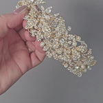 Royal Wedding Tiara Headband in Gold with pearls and Pear Cut Stones for the bride Bridal Headpiece Silver- Cassandra Lynne