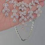 CZ Chandelier Glam Necklace and Earrings Silver Wedding Jewelry - Cassandra Lynne