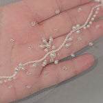 beaded pearl wave bridal veil ivory