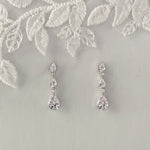 Stacked Pear Cut CZ Earrings for the Bride