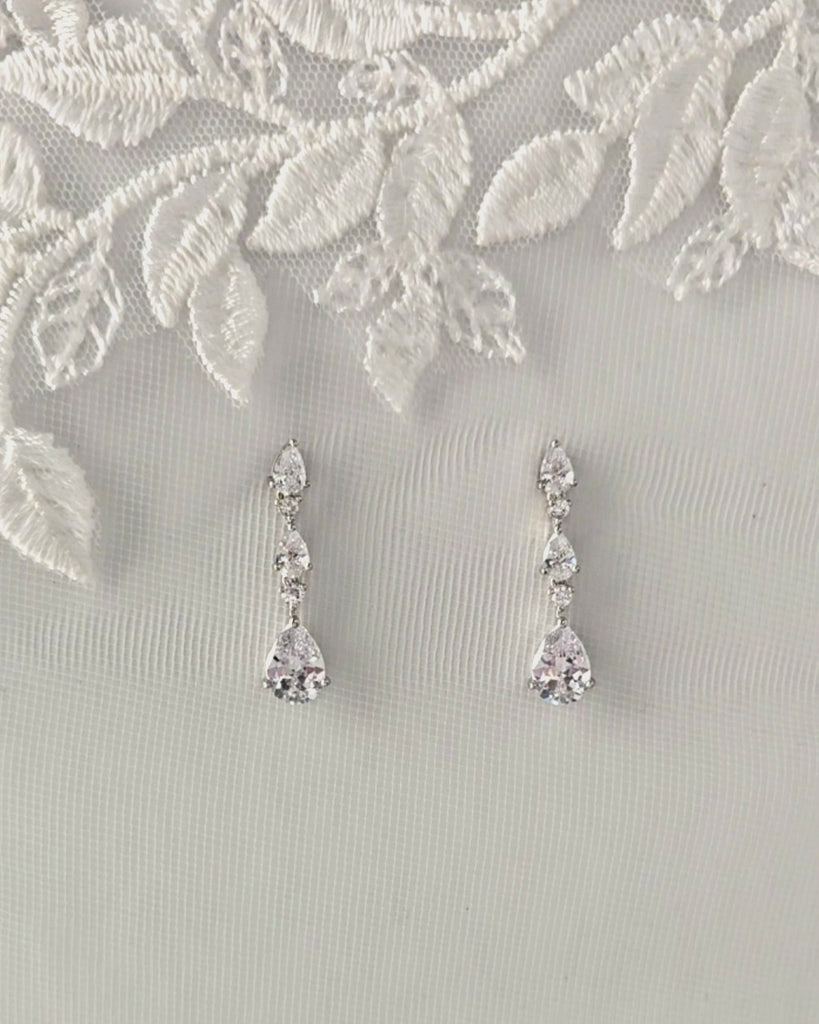 Stacked Pear Cut CZ Earrings for the Bride