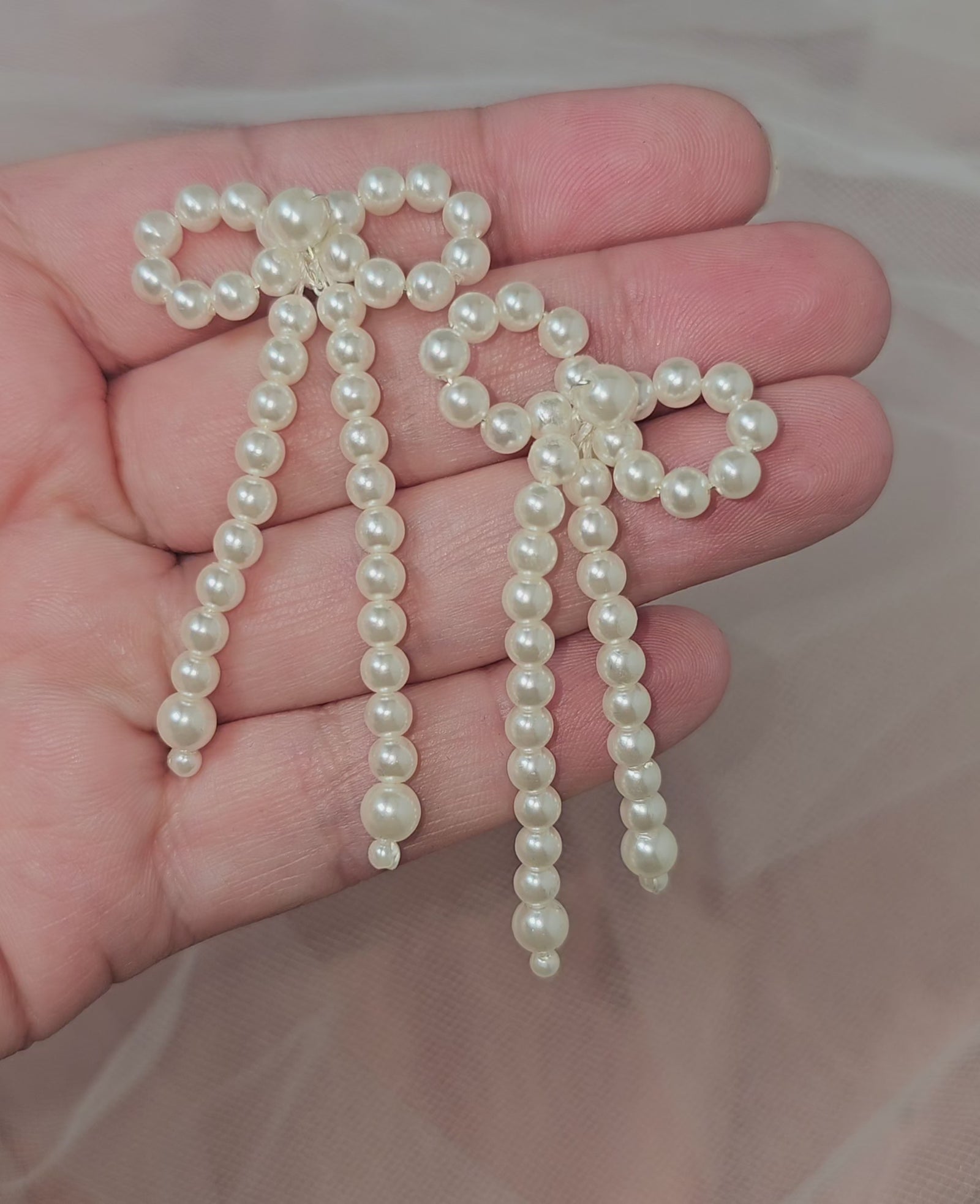 Ivory Pearl Bow Earrings