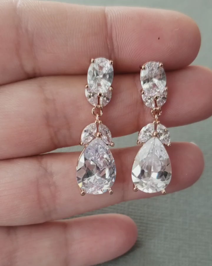 Pear Drop CZ Wedding Pendant Set