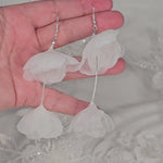 light ivory organza flower dangle earrings