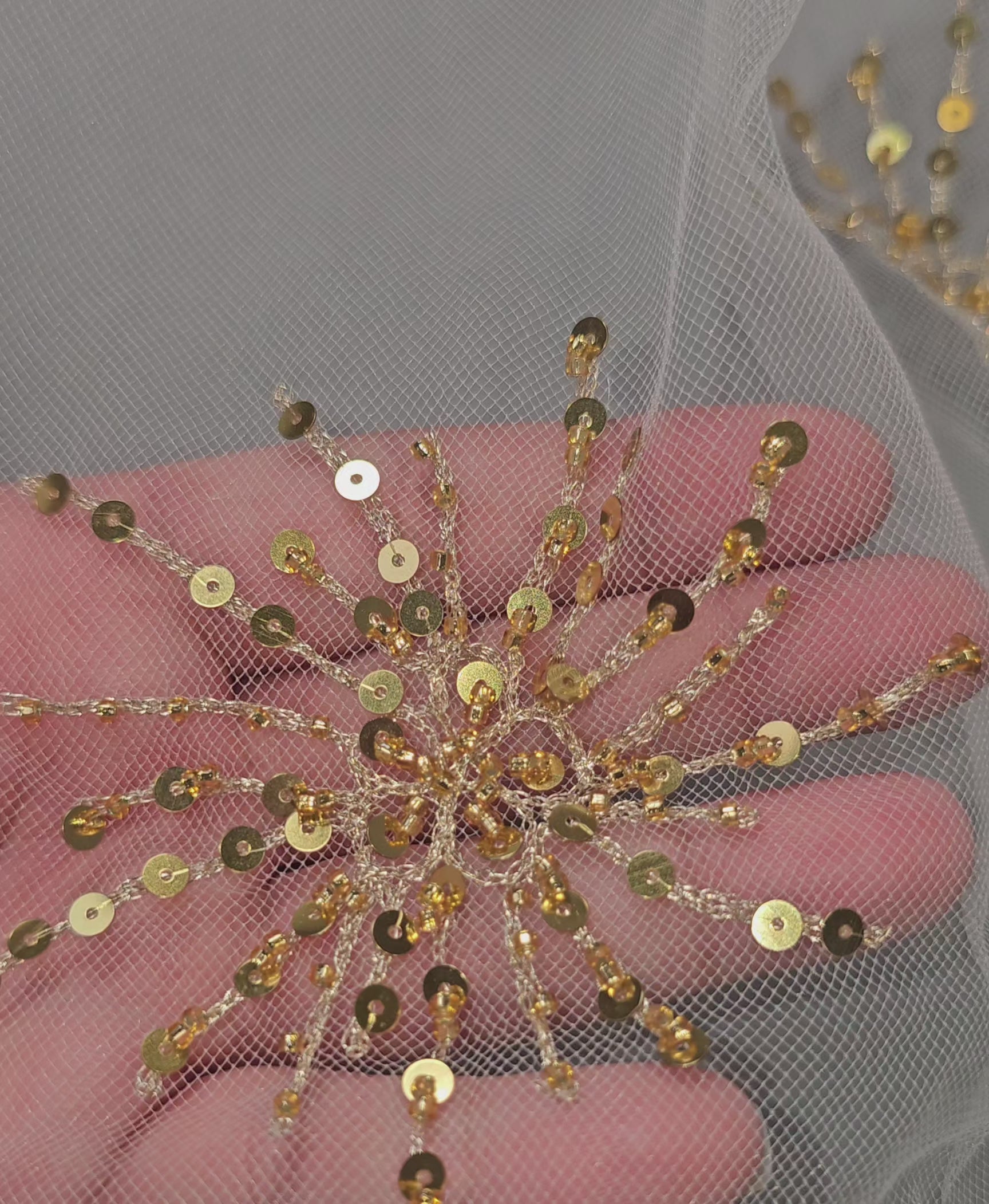 Gold Dandelion Sequined Veil Cassandra Lynne