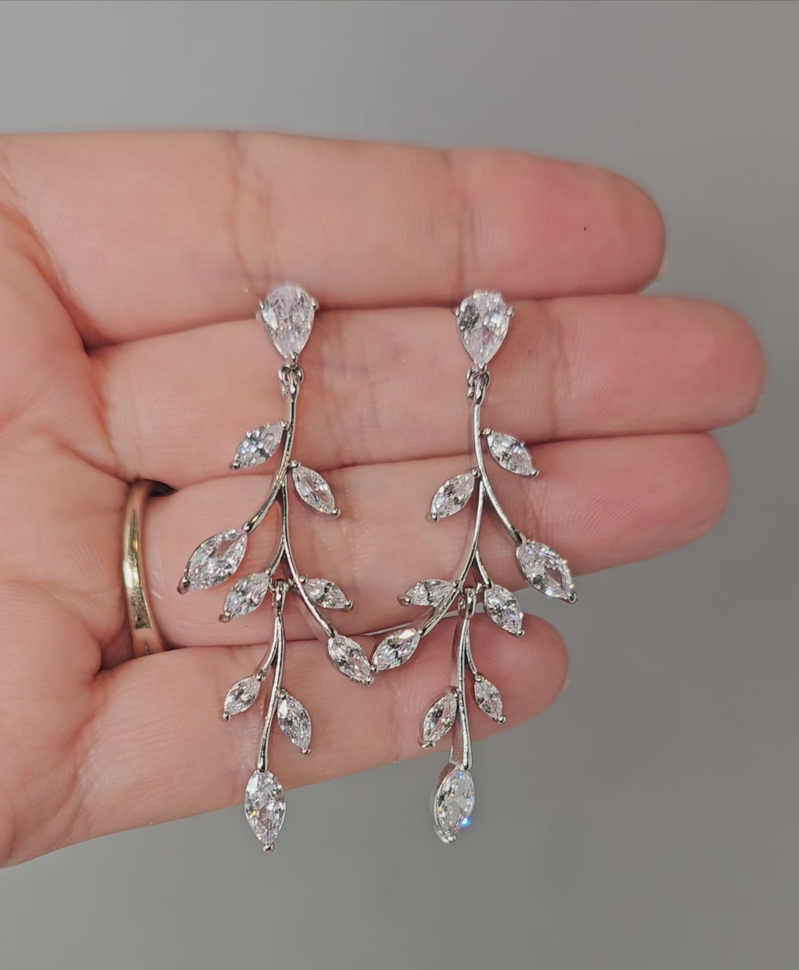 Marquise Wispy Vine CZ Bridal Earrings