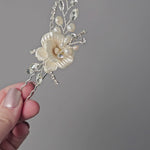 wedding hair Accessories Bridal Hair Pin Porcelain Flower Pearls - Cassandra Lynne