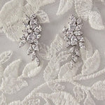 CZ Bridal Earrings Pear Cut Flowers and Vines