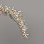 Gold Tiara Comb with crystal beads and freshwater pearls