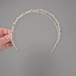 silver double band wedding tiara with marquise rhinestones and seed pearls